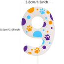 Blue Dog Paw Themed Birthday Candles, Number 2 Paw Print Birthday Party Supplies, 2.76 inch Paw Cake Topper Decorations, Birthda