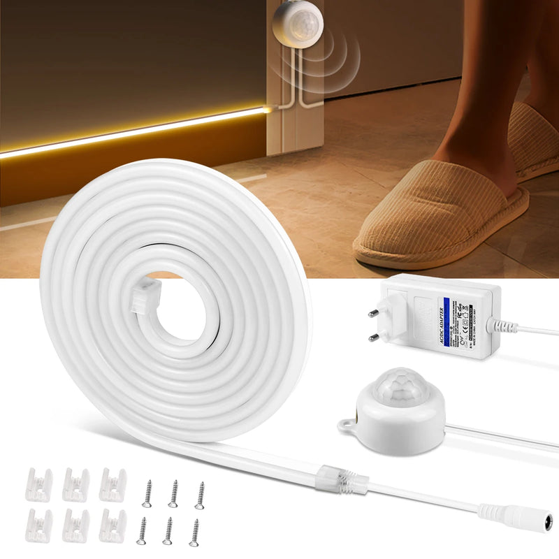 Wireless PIR Motion Sensor LED Strip Light Neon Sign 12V Neon Lights Tape For DIY Kitchen Christmas Backlight Lamp Decoration