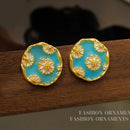 Modern Jewelry Vintage Temperament Blue Flower Stud Earrings For Women Party Gifts Simply Design Accessories  2024 Trend New
