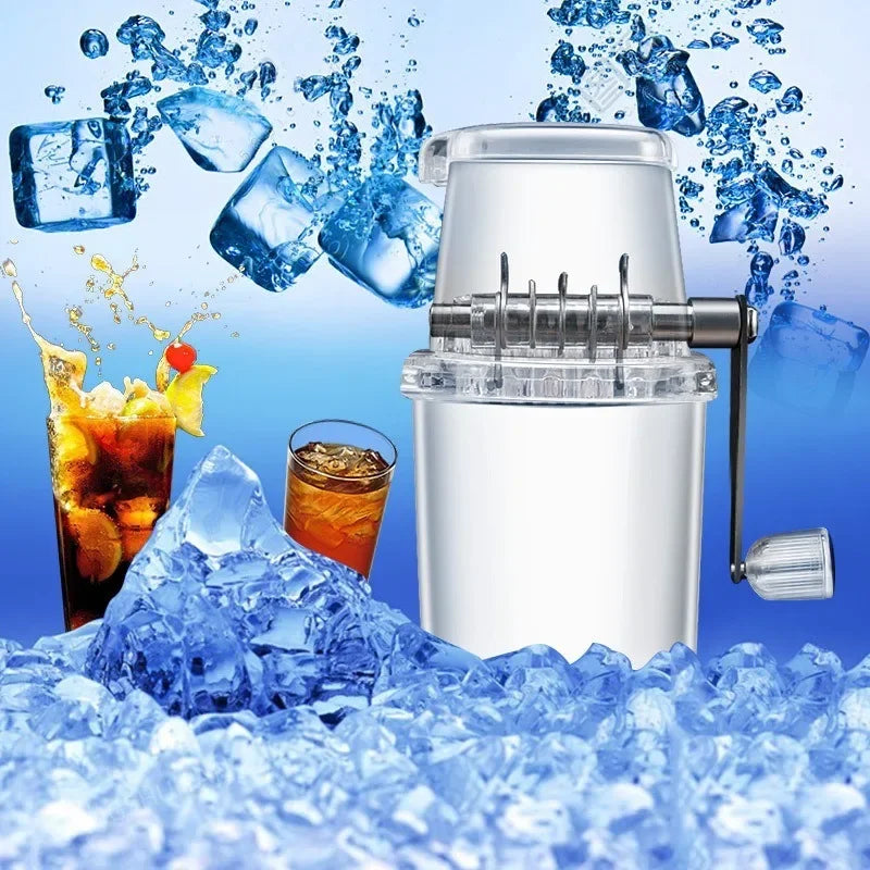 Multifunctional Manual Ice Crusher Mini Ice Shaver Chopper 1.25L Manual Snow Cone Smoothie Maker