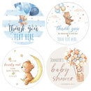 Custom Cartoon Teddy Bear Stickers Welcome Baby Boy Girl Stickers Labels Personalized New Born Gender Reveal Baby Shower Decor