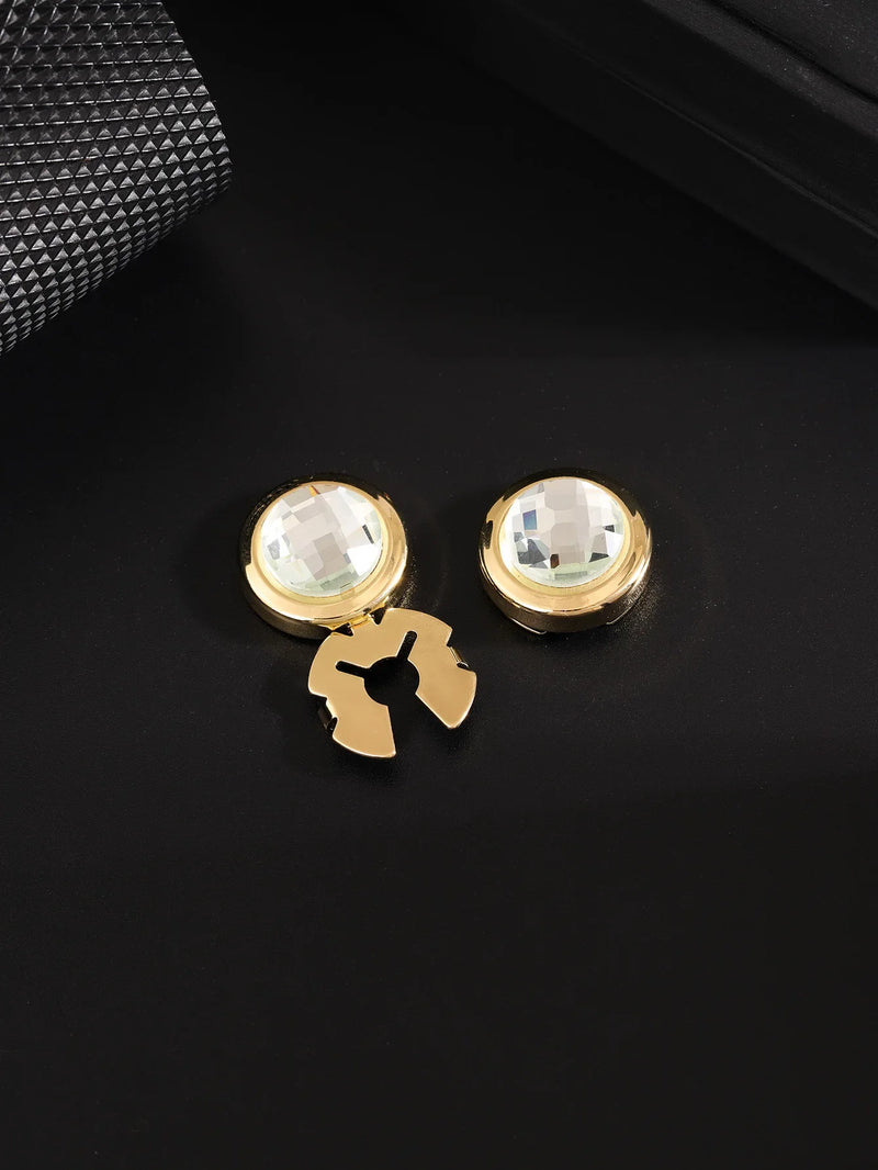 Luxury Rhinestone Button Cap Non-French Shirts Clamshell Cufflinks Round High-end Men's Shirt Buttons Accessories Gifts for Men