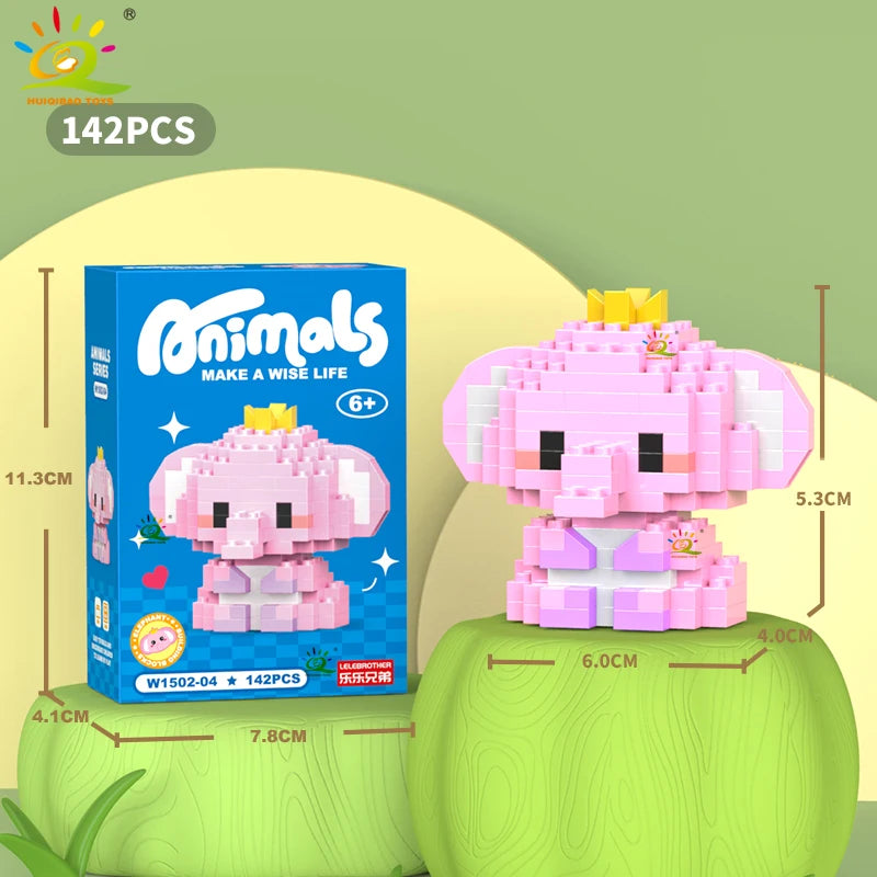 HUIQIBAO Mini Cute Anima Micro Building Blocks 3D Diamond Model LION Bricks DIY City Construction Toys for Children Kids Gift
