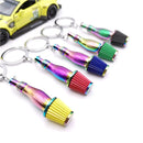 Car Parts Keychain NEO Chrome Metal Keyring Wheel Hub Nitrogen Gas Bottle Shock Absorber Key Chain Whistle Turbine Auto Interior