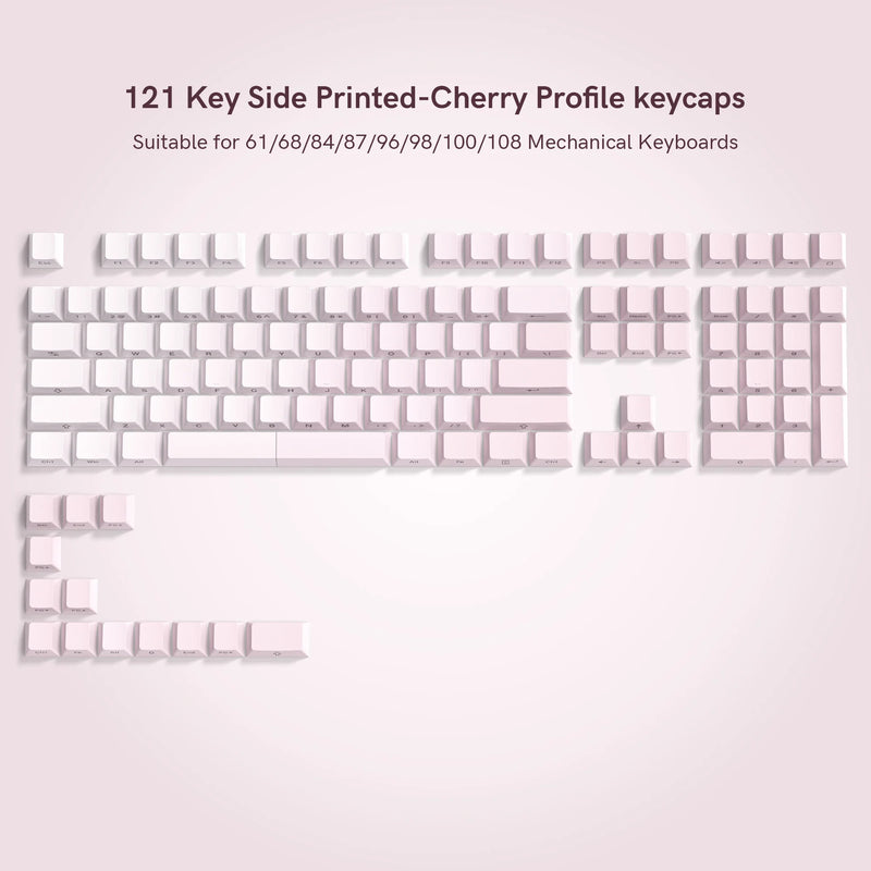 Side Printed RGB Backlit Keycaps Sakura Pink Double Shot PBT Keycaps Cherry Profile for Cherry MX Switches Mechanical Keyboard