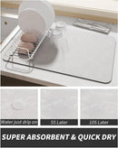 Coffee Machine Mat Rubber Backing Water-Absorbent Dish Drying Pad Kitchen Worktop Drainage Mat Home Decor