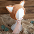 Newborn Wool Felt Fox Flower Bonnet Newborn Photography Props Baby Animal Floral Garden Hat Photo Shoot