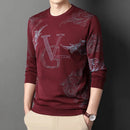 Neues Herren-Langarmshirt mit Rundhalsausschnitt und Print, dünn, Sommer, bequem, modisch, leger, Neuheiten, Streetstyle-Oberteil