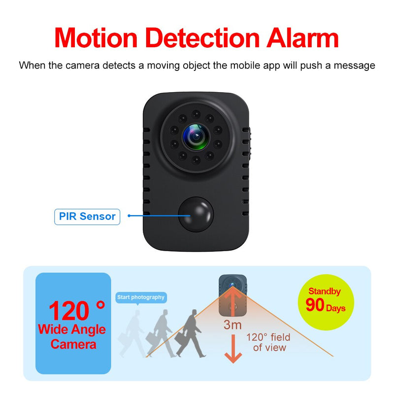 HD Mini Body Camera Wireless 1080P Security Pocket Cameras Motion Activated Small Nanny Cam for Cars Standby PIR Espia Webcam