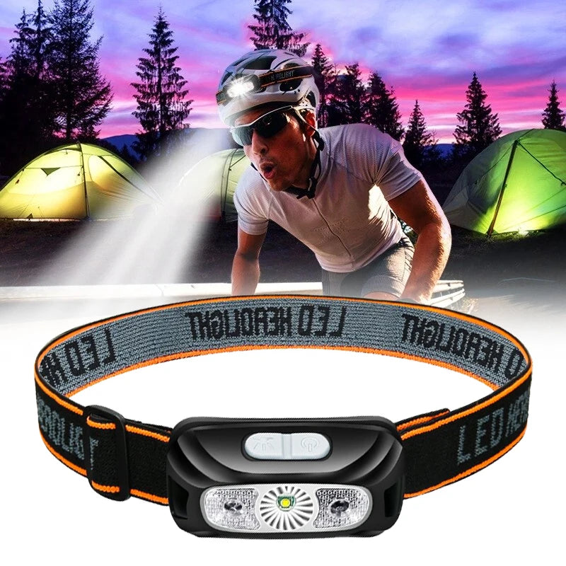 Mini Rechargeable Powerful Sensor Headlamp Fishing Camping USB Head Flashlight COB LED Head Light Torch Headlights Front Lantern