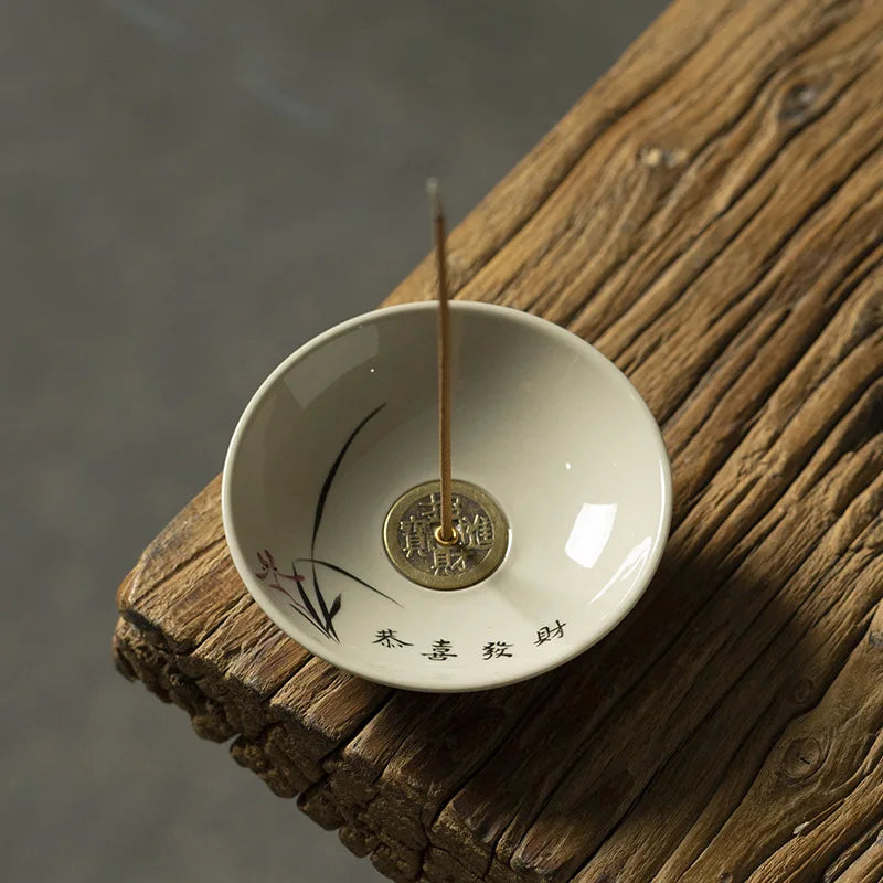 Creative Ceramic Line Incense Burner Household Agarwood Sandalwood Plate Smoking Tea Room Incense Path Incense Insert