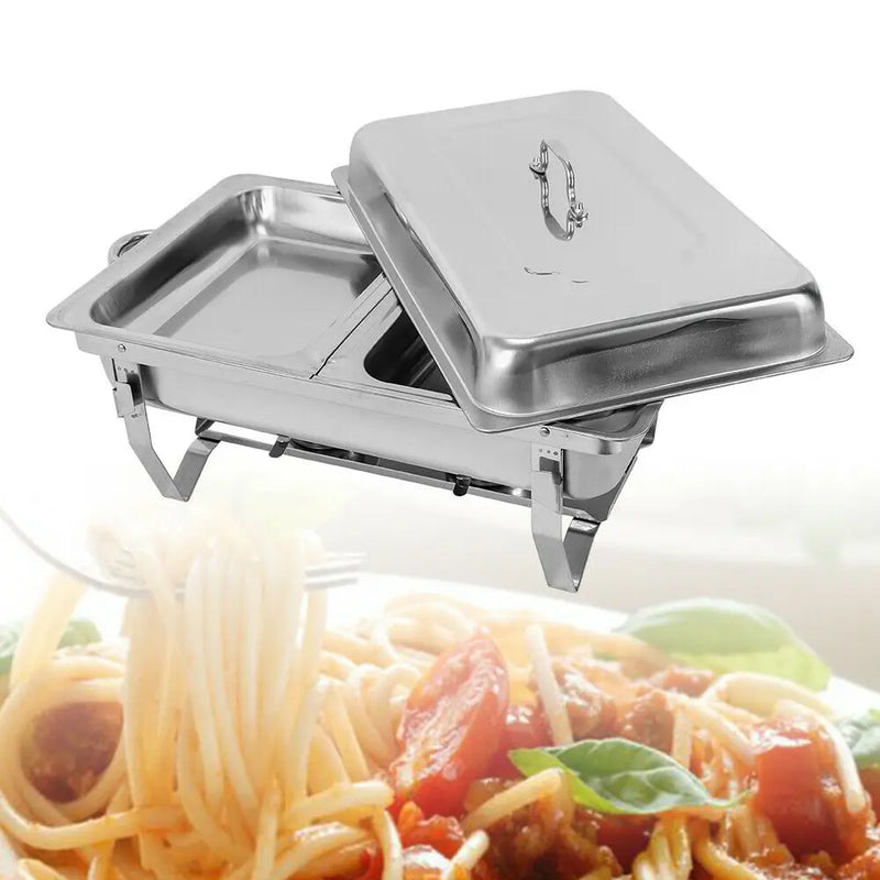 7.5L 2 Pans Buffet Stainless Steel Folding Stove Double Grid Dining Stove Food Heater Plate Self-Service  Tableware