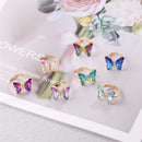 Fantasy Rhinestone Butterfly Ring Adjustable Opening Finger Ring Romantic Colorful Women's Jewelry Exquisite Gifts Accessories
