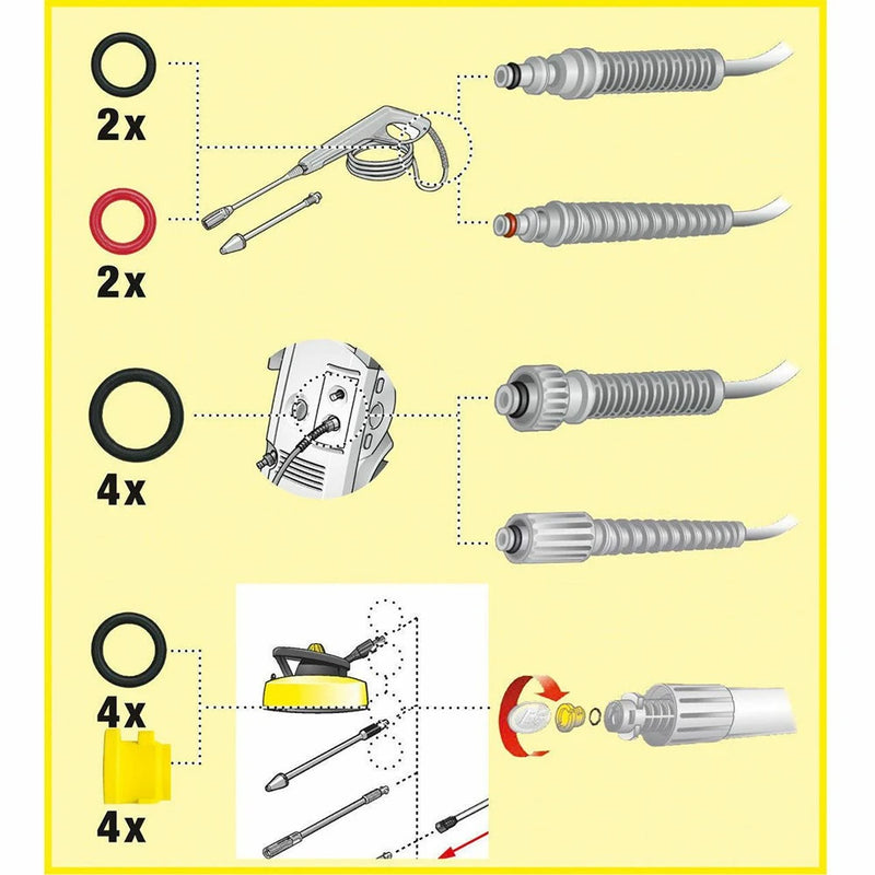 For Karcher K2 K3 K4 K5 K6 K7 Nozzles Pressure Washer O Ring Seal Set High Pressure Cleaning Tools Accesories