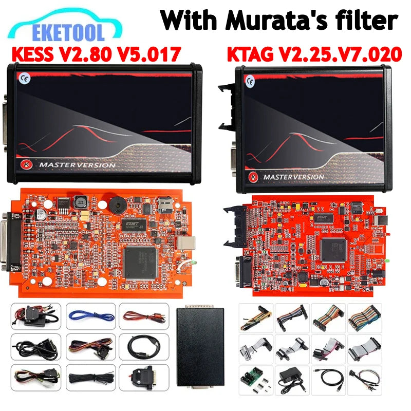 V2.80 KESS V5.017 EU Red KTAG V7.020 4 LED 2.25 Online KESS 5.017 K-TAG 7.020 OBD2 Diagnostic ECU Programmer BDM Frame