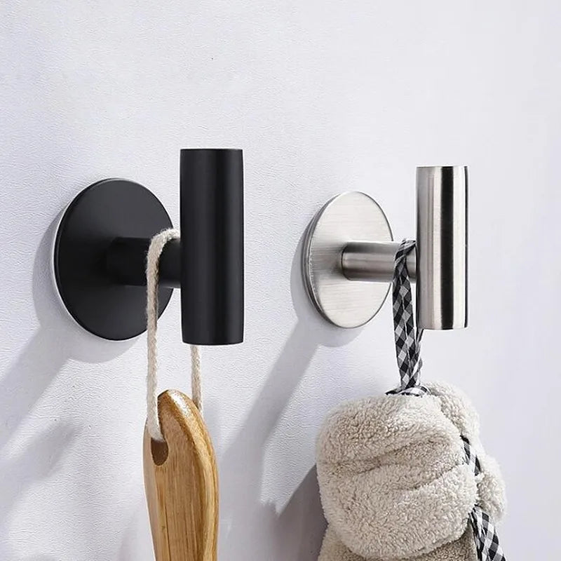 Black Robe Hook Wall Hook Towel Hook for Bathroom Stainless Steel Coat Hook Rustproof Hook Hanger for Kitchen Hardware