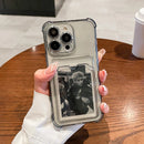 Transparente Kartenfach-Taschenhülle für iPhone 15 14 13 12 11 Pro Max 14Plus Clear Wallet Silikon Stoßfeste Rückseite