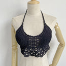 Sommerurlaub Strand Camis Lady Sexy Quasten Häkel-Camisole Frauen Sexy Quasten Bikini Camis weibliche Häkel-Neckholder Bikini-Tops