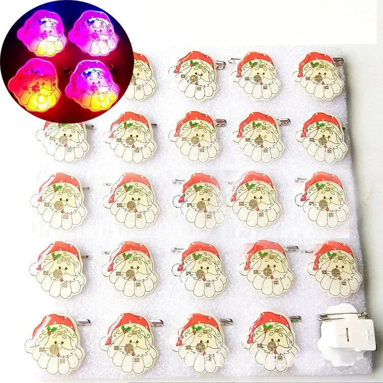 25pcs Party Love LED Flashing Brooch Pin Cartoon Light up Glow Badge Gift Cosplay Navidad Wedding Festival Halloween Christmas
