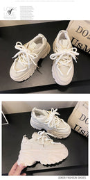 Women Platform Casual Breathable Mesh Shoes 2025 New Summer Chunky Sneakers 8.5CM Wedges Hidden Heels Hollow Leisure Shoes Woman