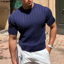 INCERUN Herren T-Shirt, einfarbig, Rundhalsausschnitt, kurze Ärmel, Sommer, Freizeit, Herren-Tops, Fitness, 2023, Streetwear, Mode, Camisetas S-5XL
