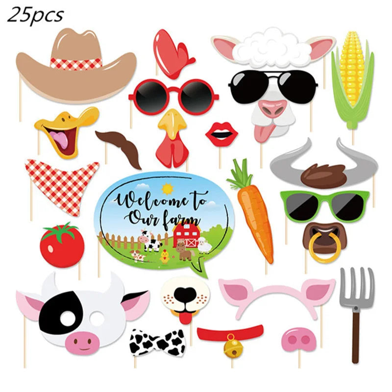 Farm Animal Theme Birthday Party Decorations Ranch Event Suppplies Cow Chicken Disposable Tableware Latex Aluminum Foil Balloon