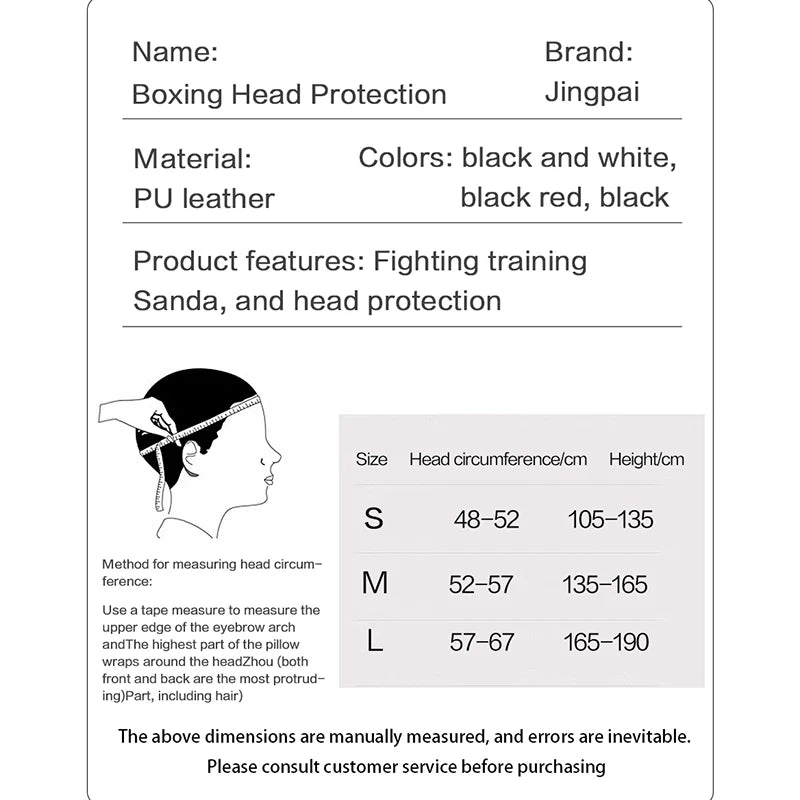 Boxing Headgear for Men Women Muay Thai MMA KickBoxing Safety Head Guard Sparring Closed Type Head gear with Full Face Coverage