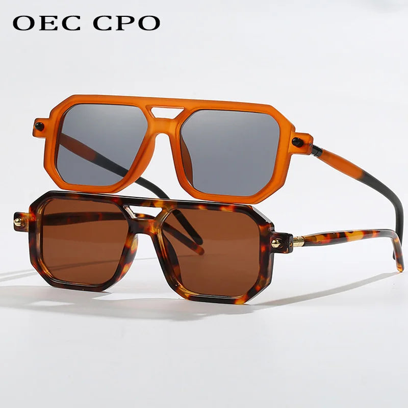 OEC CPO Punk Square Sunglasses Men New Fashion Big Frames Sun Glasses Women Retro Vintage Brand Design Eyeglasses UV400 Eyewear