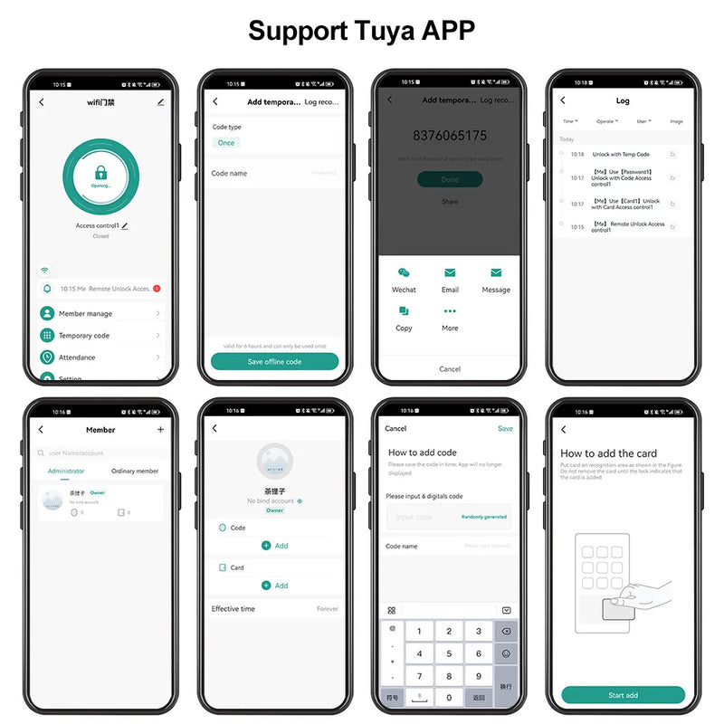 Waterproof WiFi Tuya APP Access Control Keypad 13.56MHz RFID Card Keyboard Touch Screen Access Controller Remote Unlock System