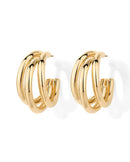 Vonmoos Neue 14K Vergoldete Chunky Multi Hoop Ohrringe für Frauen Modische Hypoallergene Trendige Triple Split Loop Huggie Ohrringe