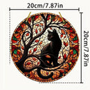Black Cat In Moonlight Stained Window Hanging Sun Catcher Sunshade Cat Lover Sign Gift For Family Home Outdoor Indoor Yard Decor