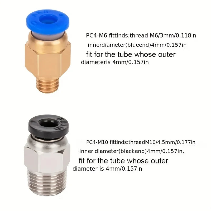 New PC4-M6 Pneumatic Fitting and 5 Pcs PC4-M10 Pneumatic Fitting for Creality Ender 3/Pro Ender 5 CR-10/10S 3D Printer