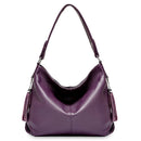 Zency Leather handbags Genuine For Women Fashion Tassel Hobo Bag Crossbody Plain Color Real Cowhide Leather Large Shopper Bag