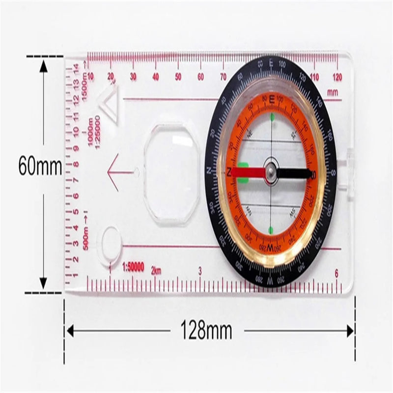 Professional Portable Magnifying Compass Ruler Scale  Hiking Camping Boating Orienteering Map