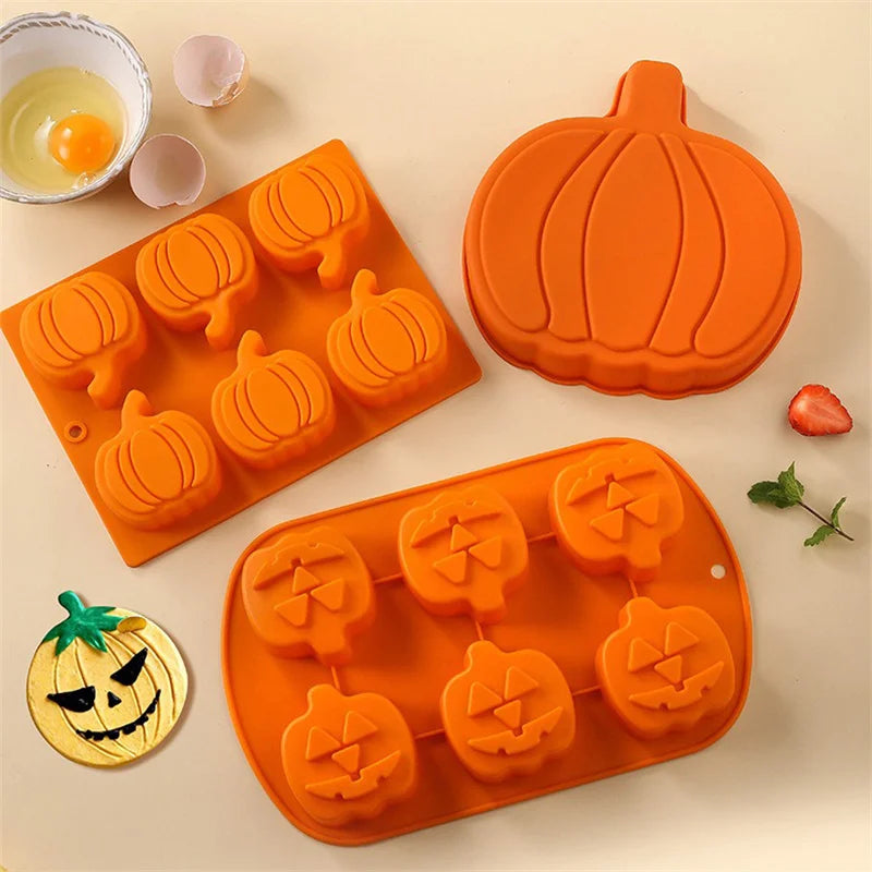 Halloween Moulds Pumpkin Shape Silicone Cake Mold DIY Halloween Skull Pumpkin Chocolate Cookie Baking Cake Pudding Fondant tools