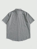 Y2K Grunge Punk Men's Street Summer Plaid Cross Print Short Sleeve Single-Breasted Casual Shirt