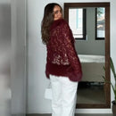 Sexy Lace Patchwork Women's Fur Coat V-Neck Full Sleeve Waist-Closed Lady Coats 2026 Autumn Winter Chic Female Streetwear