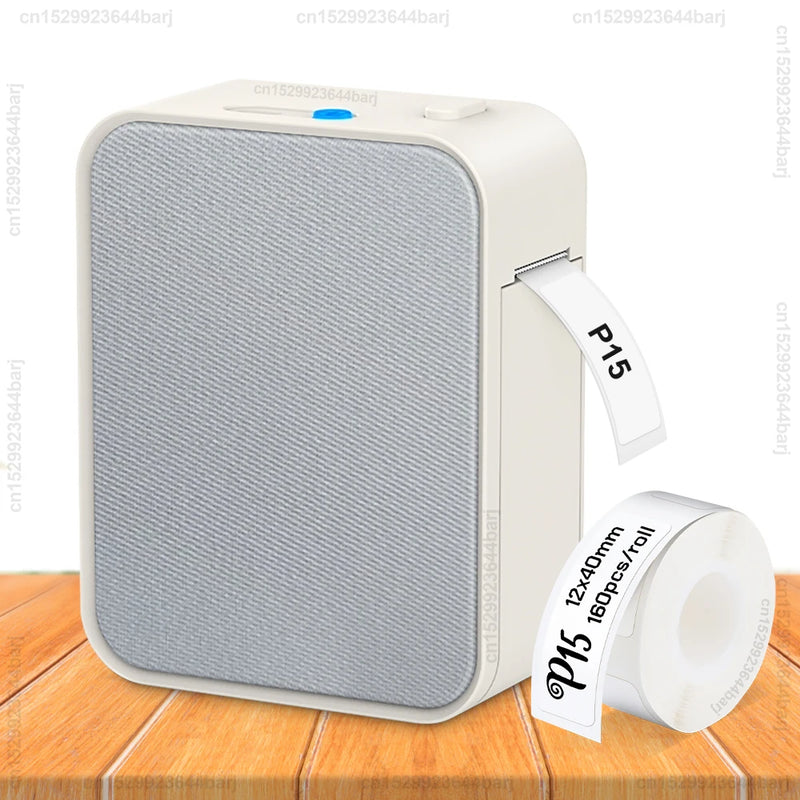 P15 Self-adhesive Thermal Label Printer Portable Wireless Bluetooth Label Maker Pocket Label Machine with P15 Label Paper Tape