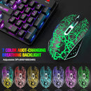 T87 Wireless Keyboard Mouse Set, Rainbow Backlit 2.4G Rechargeable Gaming Keyboard 2400DPI Optical Gaming Mouse with Mouse Pad
