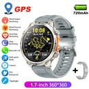 2026 GPS Smartwatch for Men 1.7 HD Screen Military Smart Watch Flashlight IP68 Waterproof 100 Sport Modes 720mAh Large Battery
