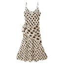 KLKXMYT Elegant Women Printed Slip Long Dress Sleeveless Backless Sexy Midi Dress Detachable Scarf Female Evening Party Dresses