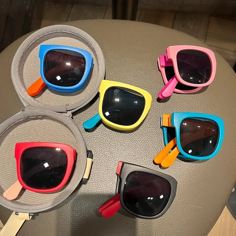 Colorful Folding Sunglasses Outdoor Kids Sunglasses Boys Girls Brand Design Square Glasses Children Eyewear Protection Uv400