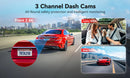 REDTIGER A3 Dash Cam 3 Channel Dash Camera Dash Car Camera Bulit in 2.4GHz Wifi IR Night Vision 24H Parking Monitor APP Control