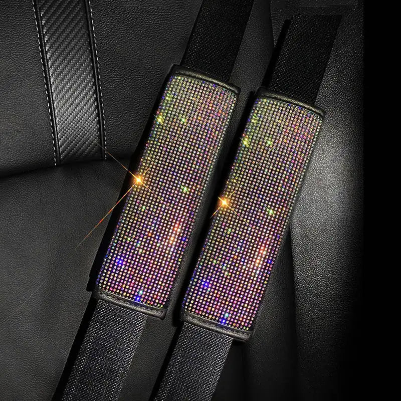 2Pcs Crystal Diamond Seat Belt Shoulder Pads Bling Car Safety Belt Covers Protector Cushion Auto Decor Car Accessories for Women