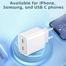 EU Plug Double Type C 20W Charger Mobile Phone Adapter With 2M Data cable for IPhone 15 16 Phone Airpods Accessories