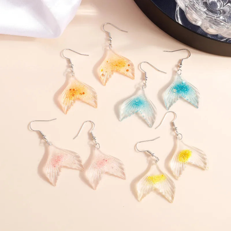 Candy Color Summer Beach Resin Mermaid Starfish Earrings for Women Bohemia Dangle Earrings Ladies Vacation Jewelry Accessories