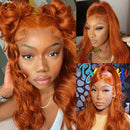 13x6 Ginger Body Wave Lace Front Human Hair 13x4 HD Transparent Lace Frontal Wig 200 Density  Brazilian Hair For Women