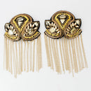 Exquisite Manual Dingzhu Flower Rhinestones Bead Diamond Punk Wind Coat Suit Brooch Tassel Badge Epaulets Shoulder Patches