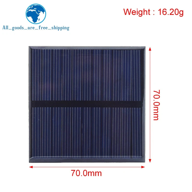 TZT 5.5V 110mA 0.55W Solar Panel Polycrystalline 70*70MM Mini Sunpower Solar System DIY for Battery Cell Phone Charger