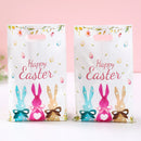 10/25/50pcs Easter Tote Bags with Handles Cartoon Bunny Carrot Design Plastic Gift Bags for Easter Egg Hunt Party Favors Gifts